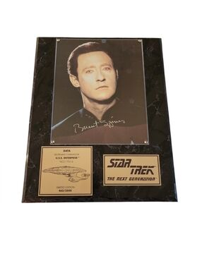 Brent Spiner Lt. Comm Data Autograph 462/2500 Limited Edition Plaque with COA